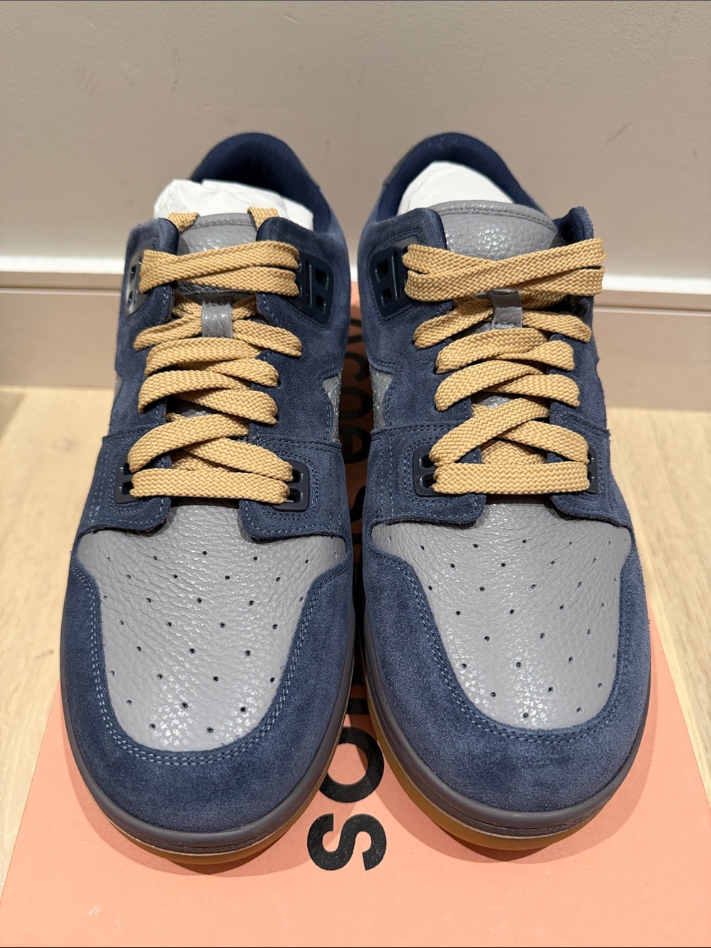 Acne Studios. Limited edition Men's Grey leather and Navy Suede Casual Sneakers